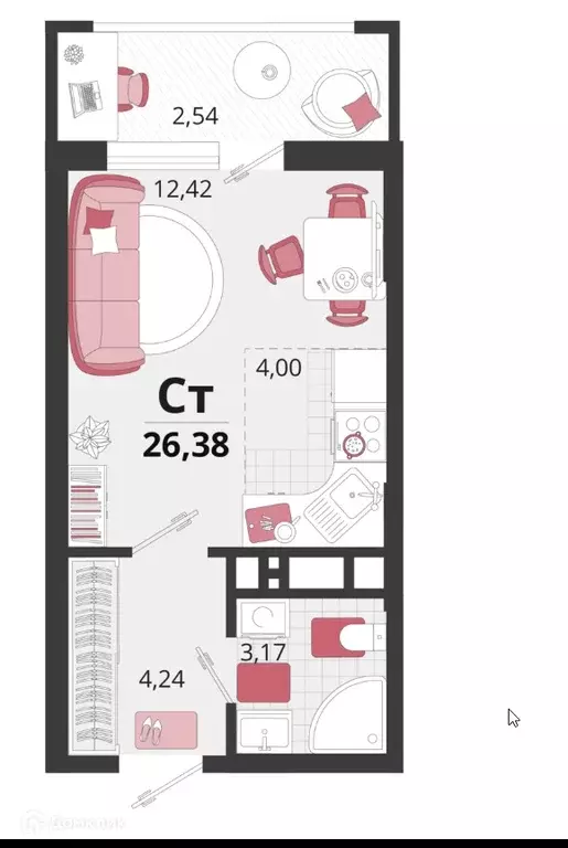 Продаётся квартира-студия, 26.38 м - Фото 0