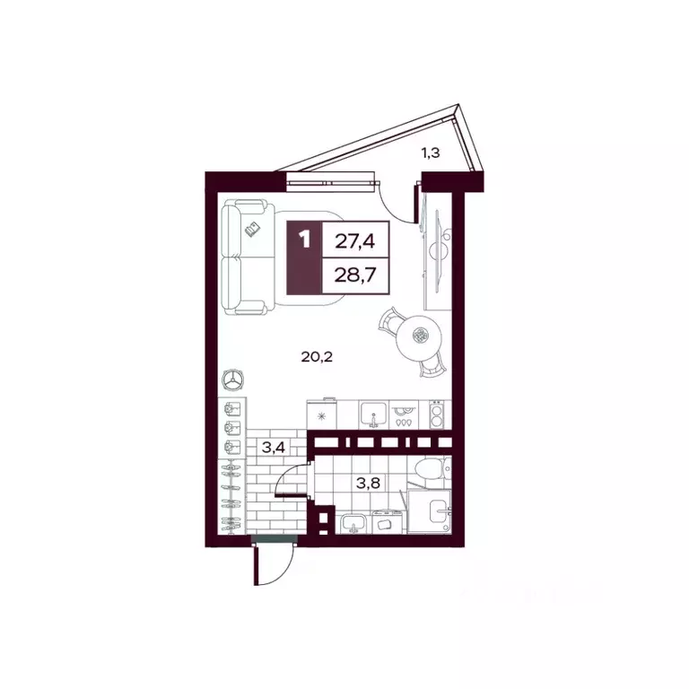 Студия Тюменская область, Тюменский муниципальный округ, д. Дударева ... - Фото 1