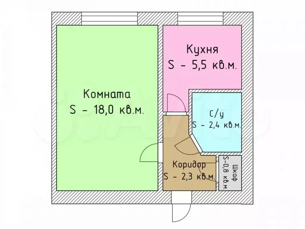 1-к. квартира, 29 м, 1/5 эт. - Фото 0