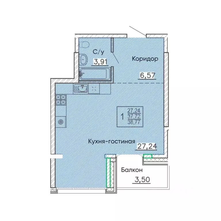 1-к кв. Бурятия, Улан-Удэ Энергетик мкр,  (38.77 м) - Фото 1
