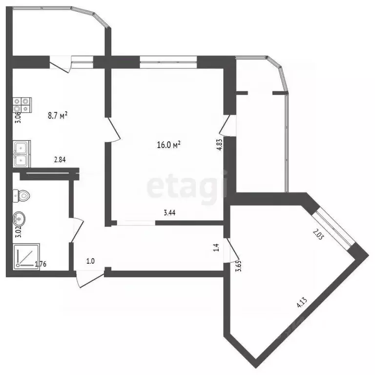 2-к кв. Московская область, Воскресенск Центральный мкр, ул. ... - Фото 2