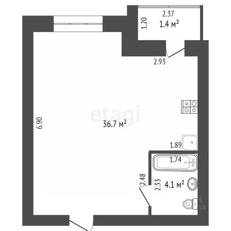 1-к кв. Омская область, Омск ул. Красный Путь, 101к2 (39.8 м) - Фото 1