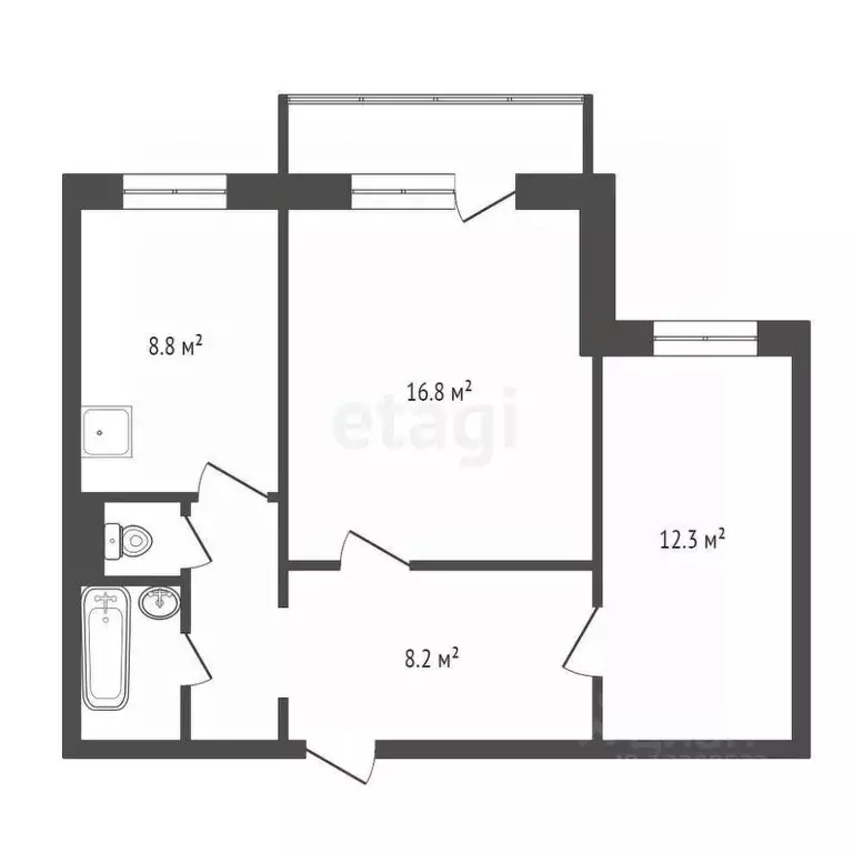 2-к кв. Красноярский край, Красноярск Северный мкр, ул. Шумяцкого, 11 ... - Фото 2