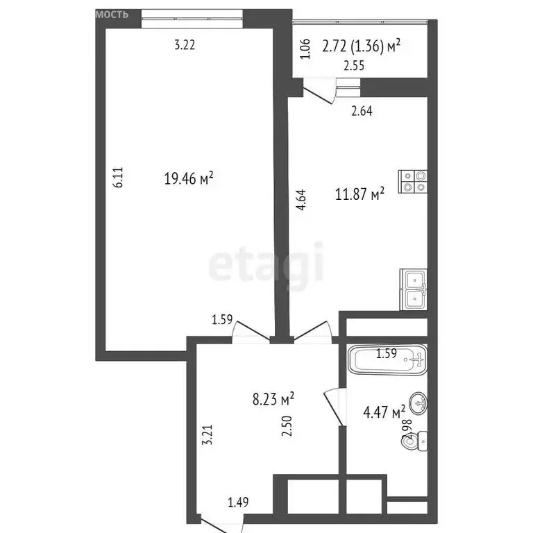 1-комнатная квартира: Самара, улица Маяковского, 44 (55 м) - Фото 1