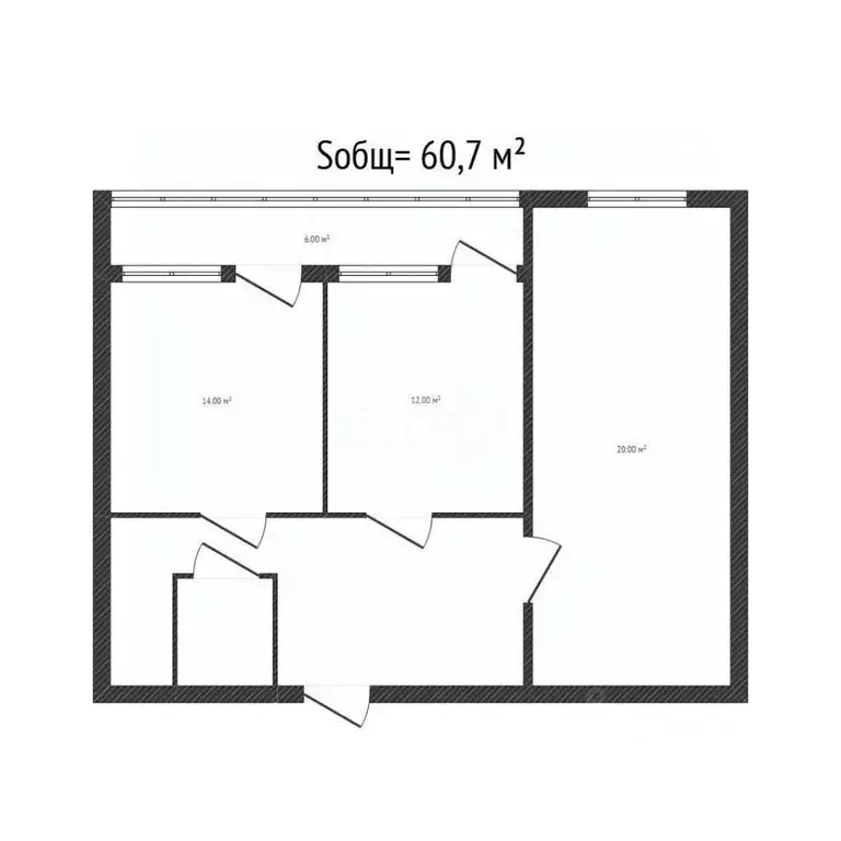 2-к кв. Брянская область, Брянск ул. Евдокимова, 2 (60.7 м) - Фото 2