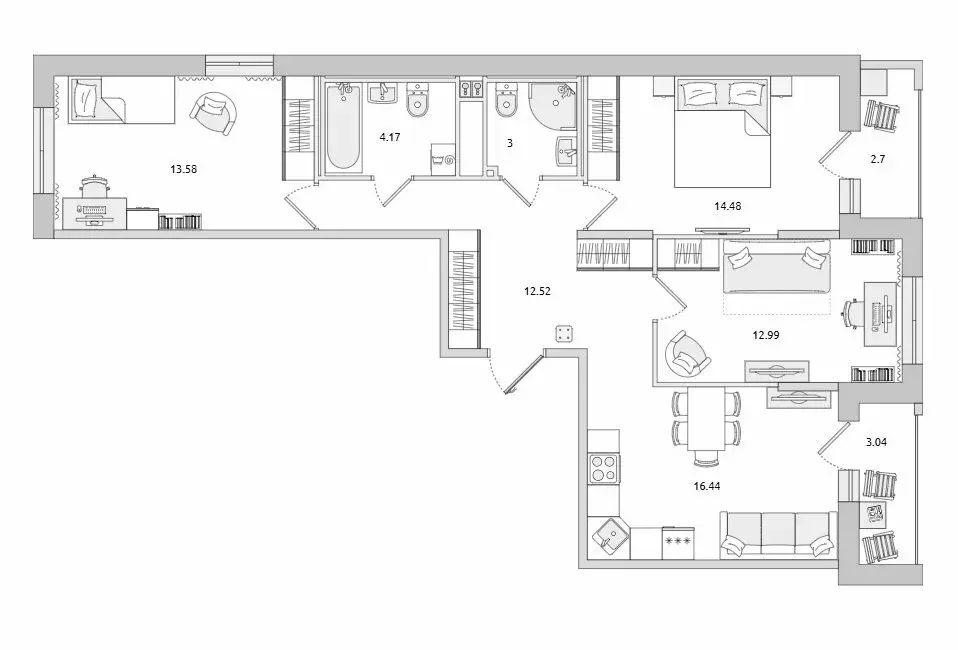 3-комнатная квартира: Новосаратовка, улица Первых, 6к1 (77.2 м) - Фото 1