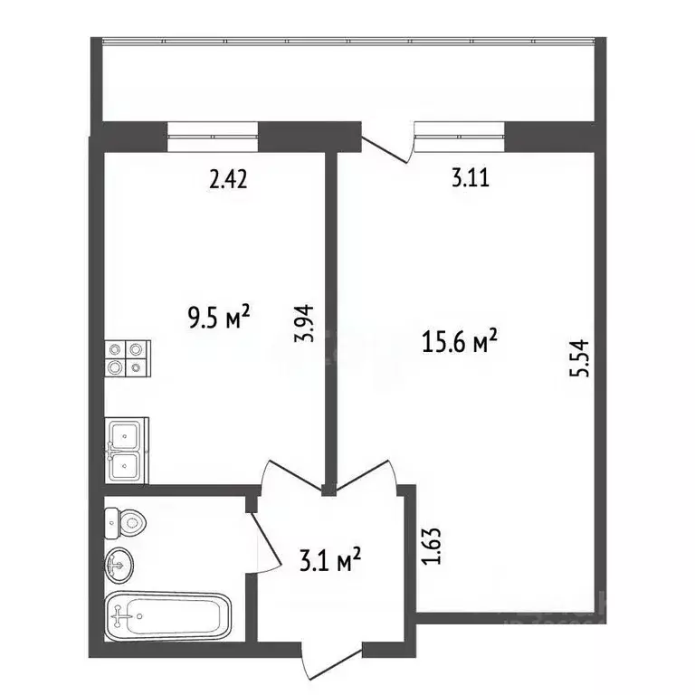 1-к кв. Московская область, Лыткарино ул. Сафонова, 6 (32.0 м) - Фото 1