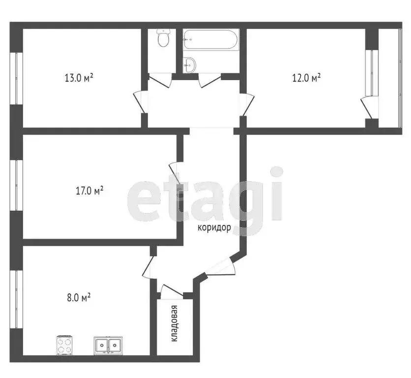 3-комнатная квартира: Челябинск, улица Сулимова, 73 (68 м) - Фото 0