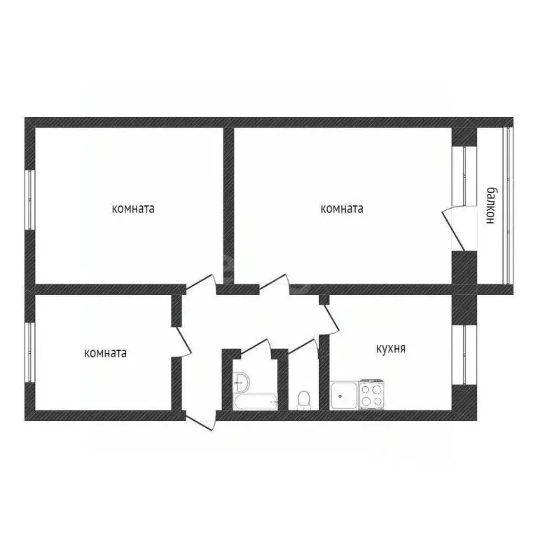 3-к кв. Курганская область, Курган ул. Карбышева, 44Б (59.4 м) - Фото 1