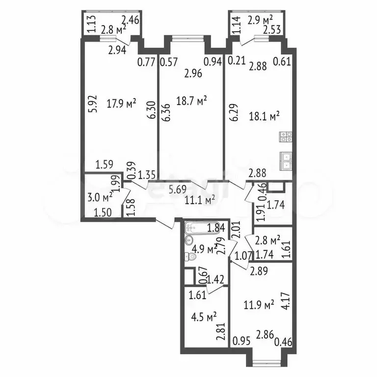 4-к. квартира, 95,9 м, 5/5 эт. - Фото 0