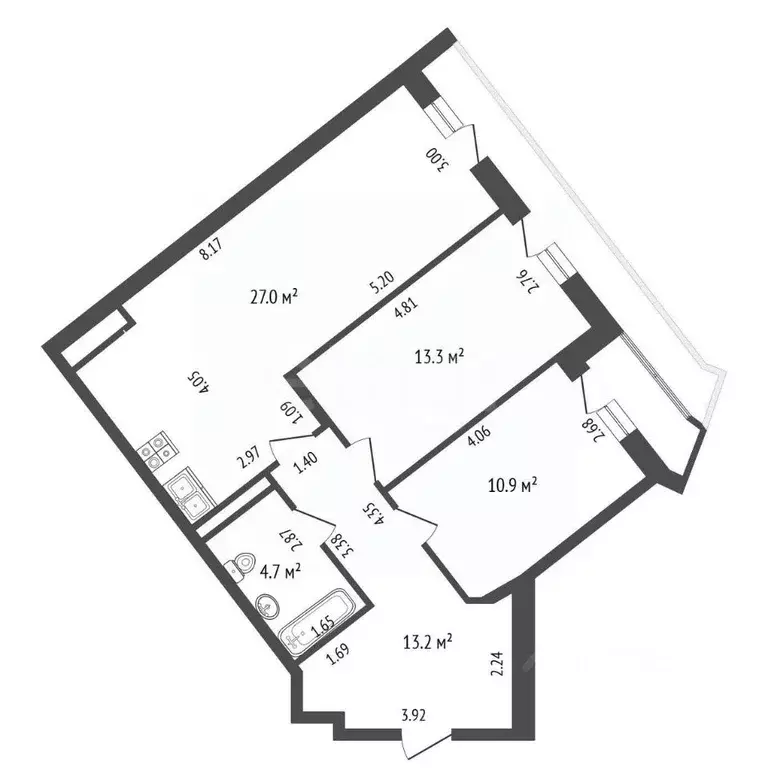 3-к кв. Челябинская область, Челябинск ул. Курчатова, 11 (69.1 м) - Фото 2