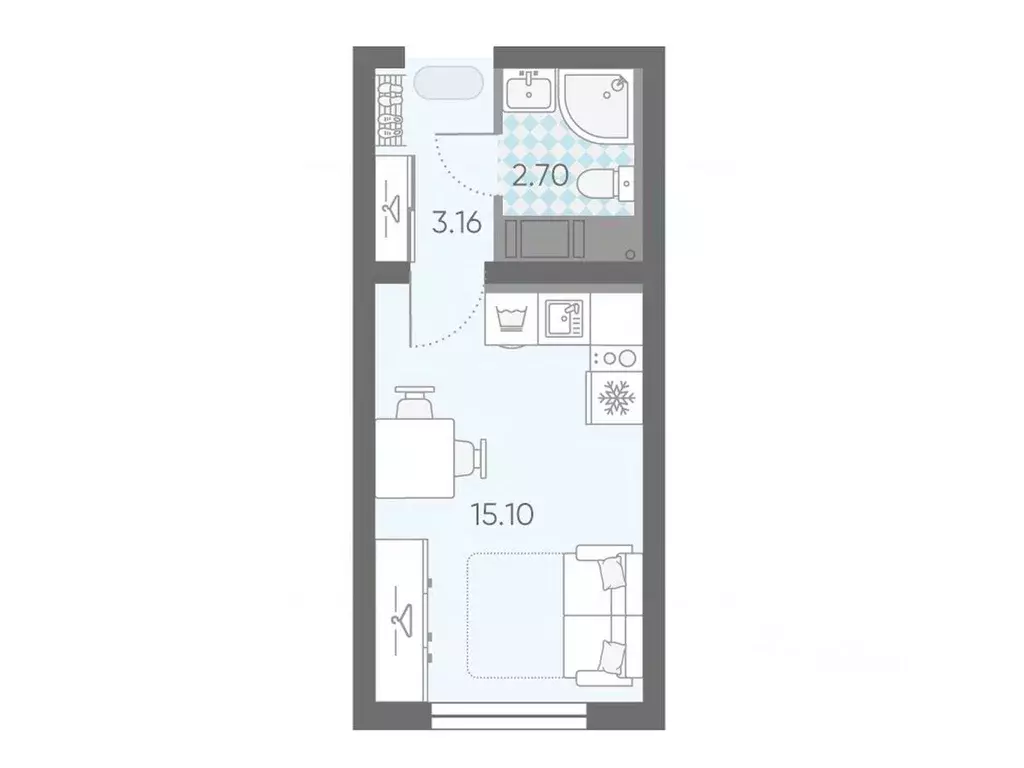 Студия Санкт-Петербург ул. Пахомовская, 12к2 (20.9 м) - Фото 0