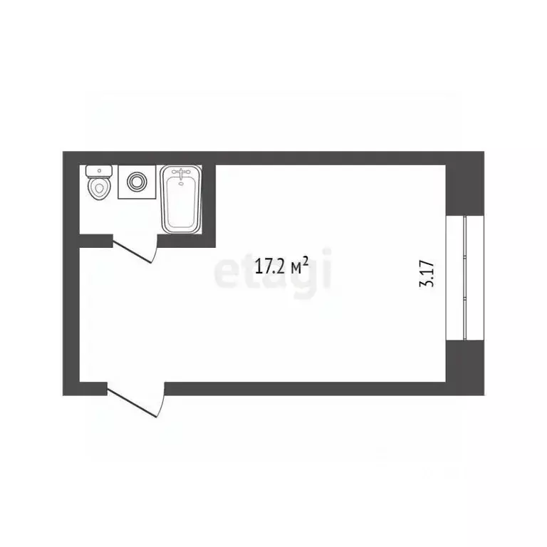 Студия Томская область, Томск ул. Шевченко, 45 (17.2 м) - Фото 2