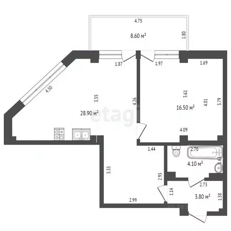 2-к кв. Севастополь Севастопольская зона ЮБК кв-л, 14А (61.9 м) - Фото 1