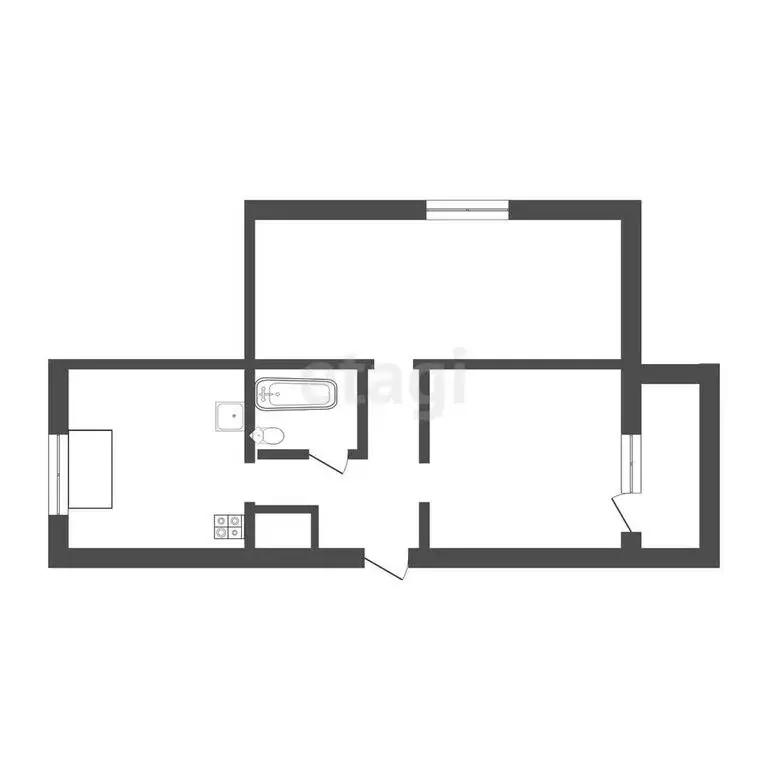 2-комнатная квартира: посёлок Заря, Юбилейная улица, 1 (44 м) - Фото 0