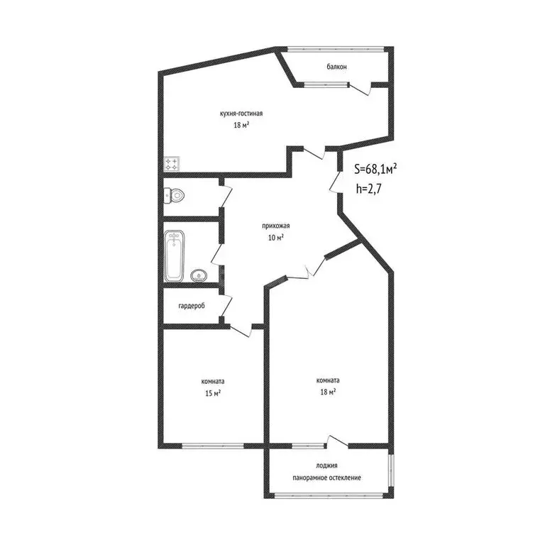 2-комнатная квартира: Краснодар, Российская улица, 79/3к2 (68.1 м) - Фото 0