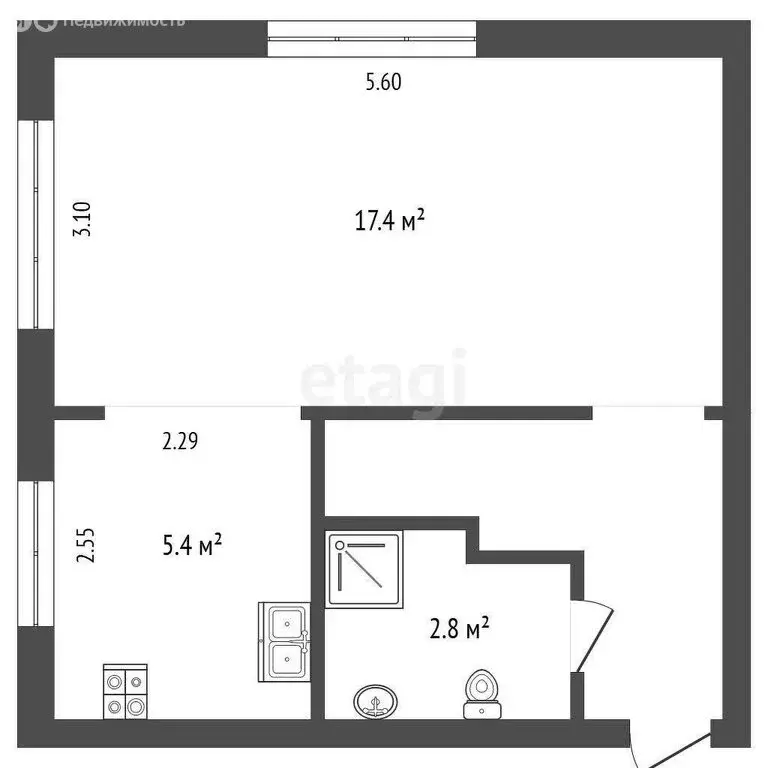 Квартира-студия: Калининград, Партизанский переулок, 8 (30.6 м) - Фото 1