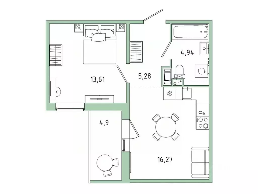 1-к кв. Ленинградская область, Гатчина Въезд мкр,  (42.55 м) - Фото 1