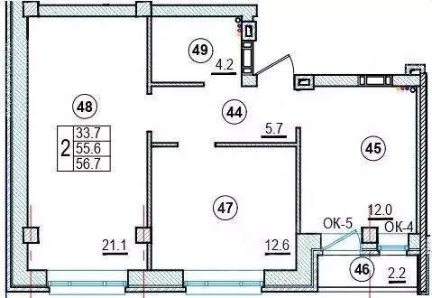 2-к кв. Псковская область, Великие Луки Садовая ул., 6 (56.6 м) - Фото 0