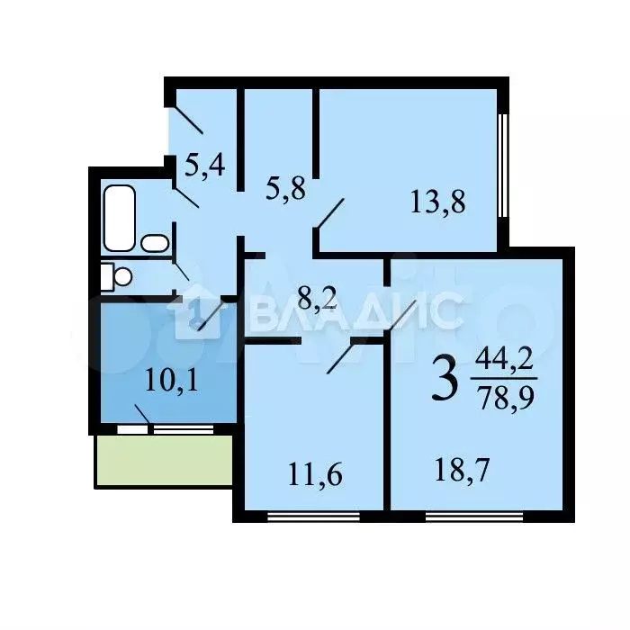 3-к. квартира, 80 м, 4/18 эт. - Фото 0