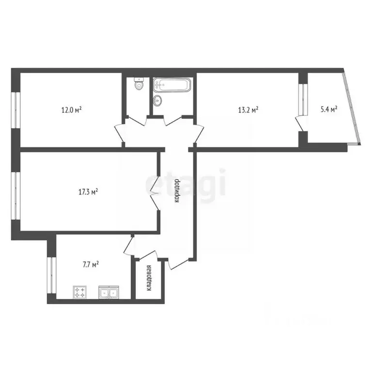 3-к кв. Хабаровский край, Хабаровск ДОС кв-л, 73 (65.4 м) - Фото 1
