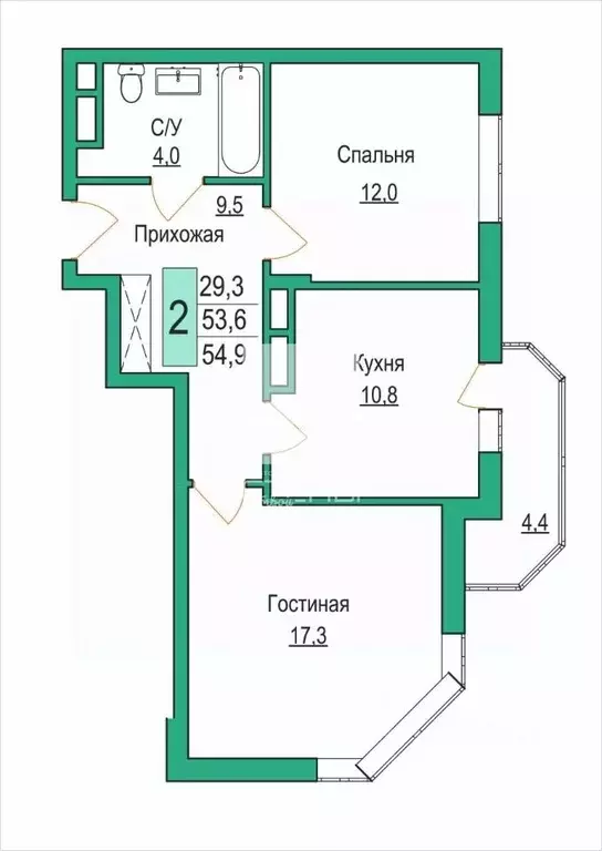 2-к кв. Амурская область, Благовещенск ул. Василенко, 3 (54.9 м) - Фото 2