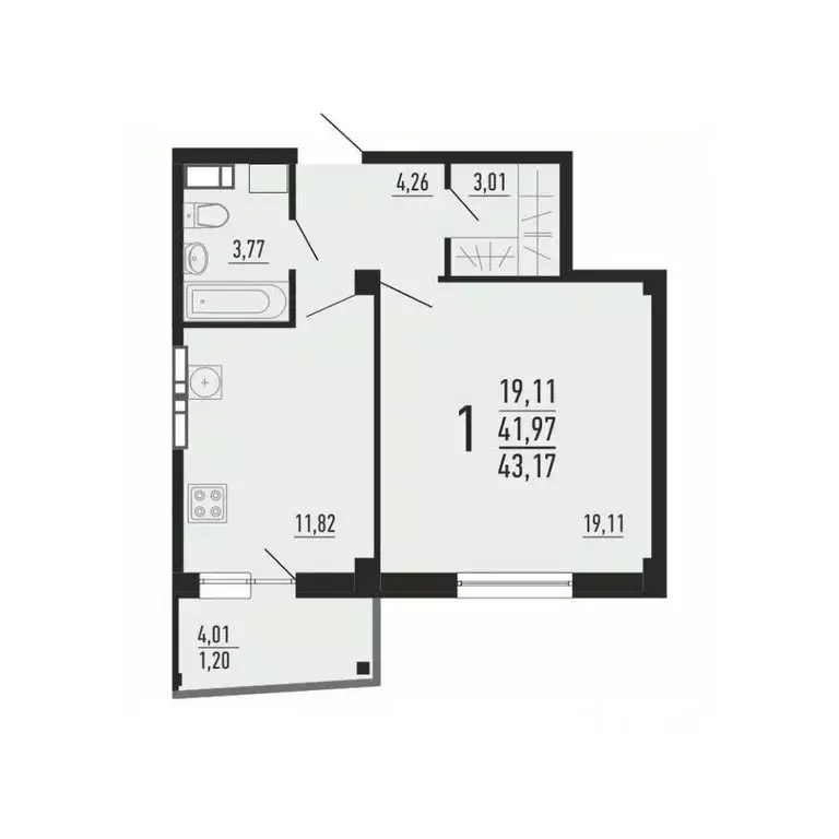 1-к кв. Челябинская область, Челябинск ул. Александра Шмакова, 41 ... - Фото 2