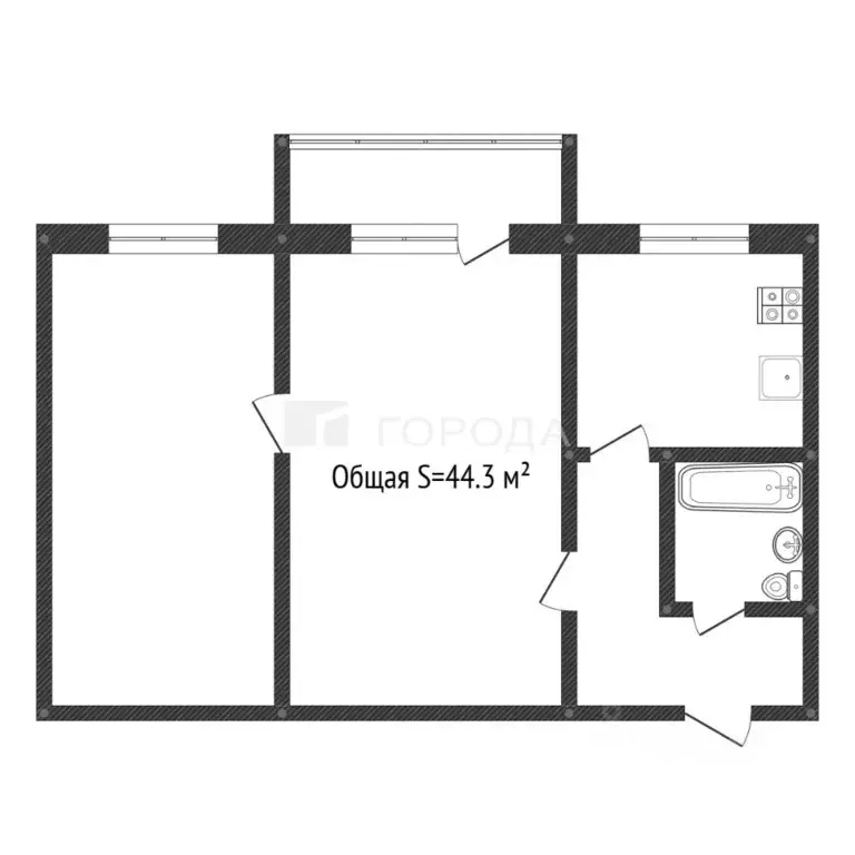 2-к кв. Алтайский край, Барнаул ул. Георгия Исакова, 122 (44.3 м) - Фото 1