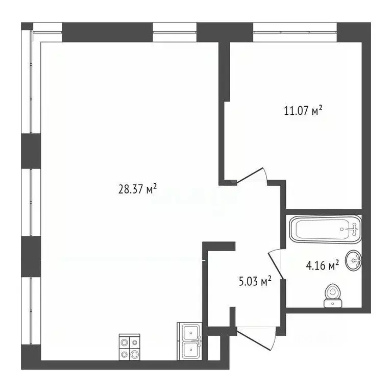 2-к кв. Тюменская область, Тюмень ул. Новоселов, 90 (48.63 м) - Фото 2