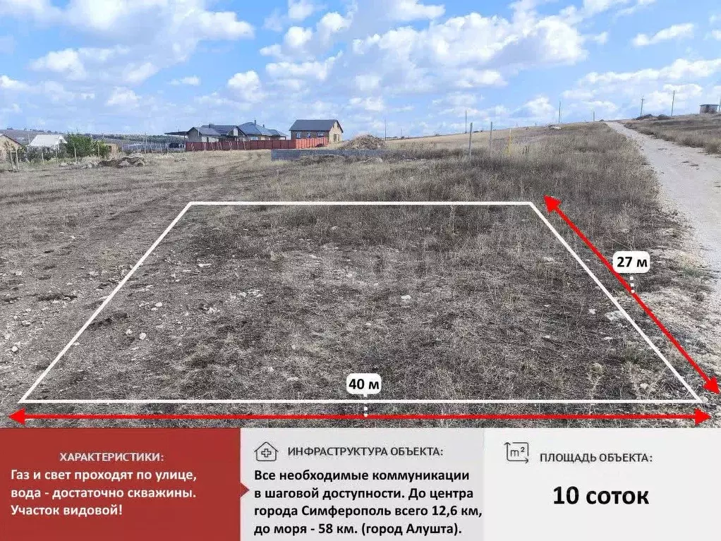 Участок в Крым, Симферопольский район, с. Урожайное ул. Лавандовая ... - Фото 1