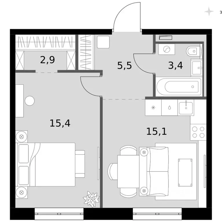 1-к кв. Татарстан, Казань Даурская ул., 2А (42.3 м) - Фото 1