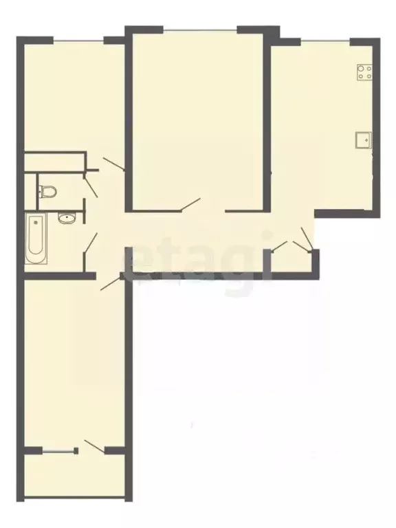 3-к кв. Тульская область, Тула Серебровская ул., 16Е (66.5 м) - Фото 1