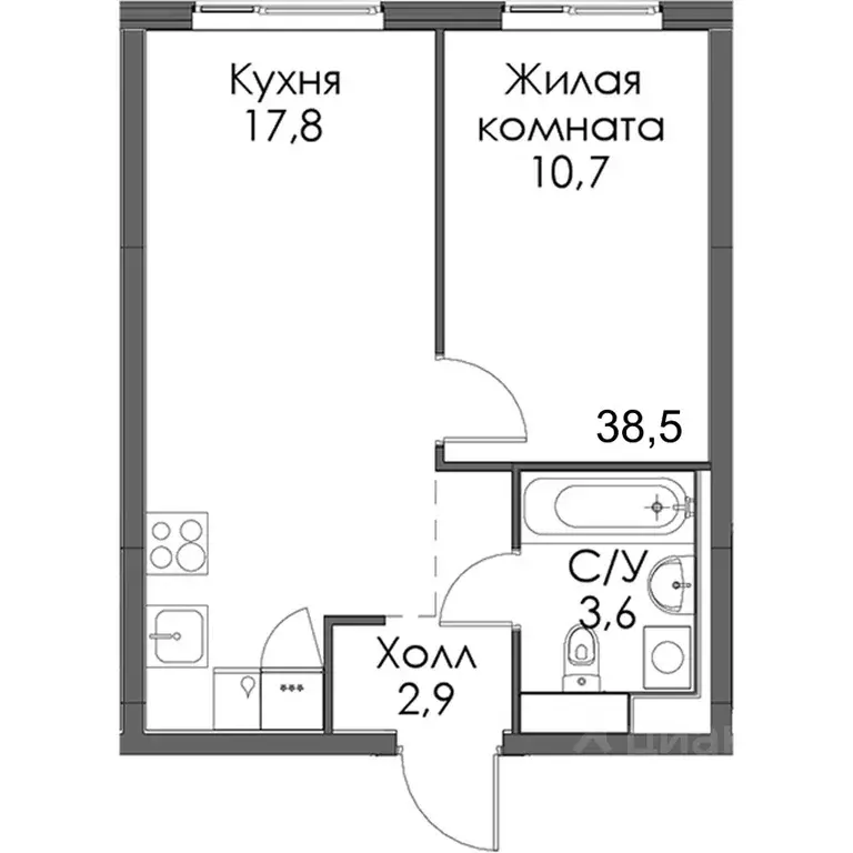 1-к кв. Санкт-Петербург Лиговский просп., 242 (38.5 м) - Фото 2