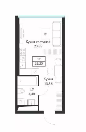 Квартира-студия: Москва, улица Академика Ильюшина, 21с5 (28.25 м) - Фото 0