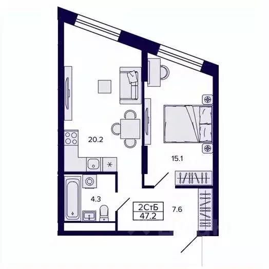 2-к кв. Хабаровский край, Хабаровск ул. Карла Маркса, 96/1 (47.19 м) - Фото 1