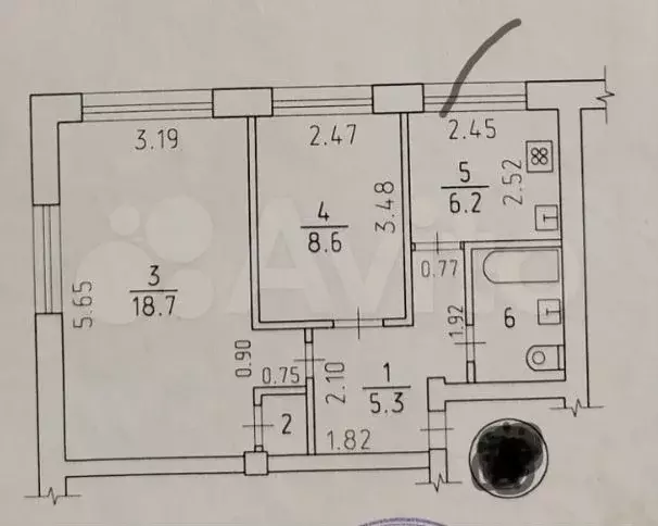 2-к. квартира, 42,7 м, 1/5 эт. - Фото 0