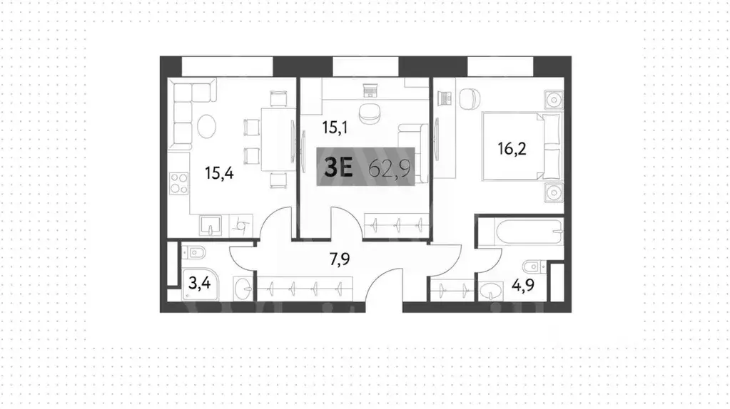 3-к кв. Москва Винницкая ул., 8к1 (62.9 м) - Фото 1