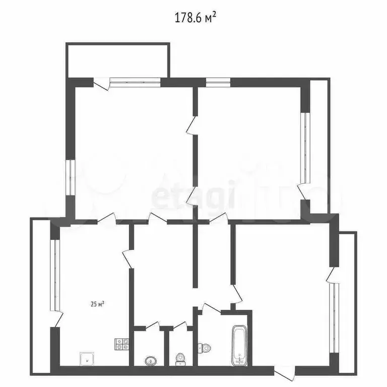 3-к. квартира, 178,6 м, 5/6 эт. - Фото 0