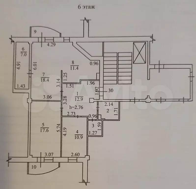 3-к. квартира, 91 м, 6/9 эт. - Фото 0