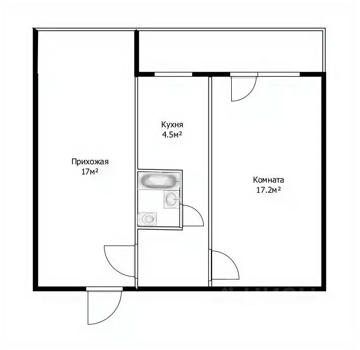 1-к кв. Томская область, Томск Алтайская ул., 78/2 (30.3 м) - Фото 1