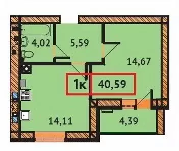 1-к кв. Ивановская область, Иваново Ивановская ул. (40.59 м) - Фото 0