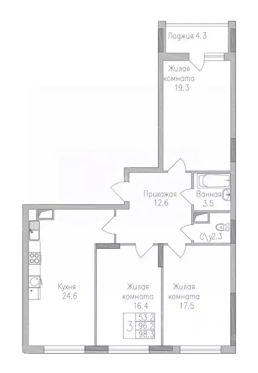 3-к кв. Липецкая область, Липецк ул. Тельмана, 120 (98.3 м) - Фото 2
