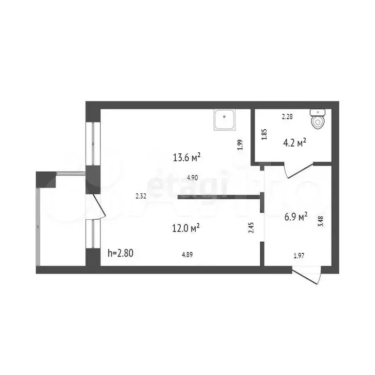 Квартира-студия, 36,7 м, 7/14 эт. - Фото 1