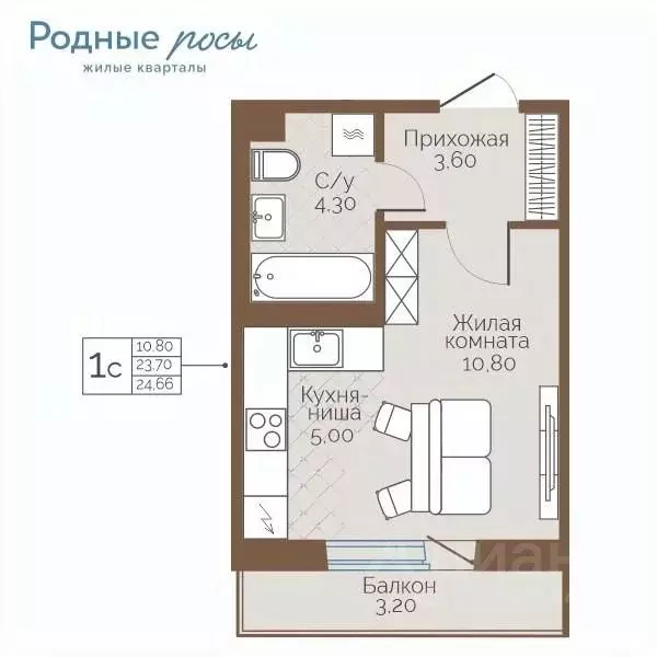 1-к кв. Пермский край, Пермский муниципальный округ, с. Фролы ул. ... - Фото 1