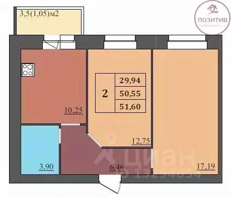 2-к кв. Ярославская область, Ярославль ул. Комкора Хрипина, 3 (51.6 м) - Фото 2