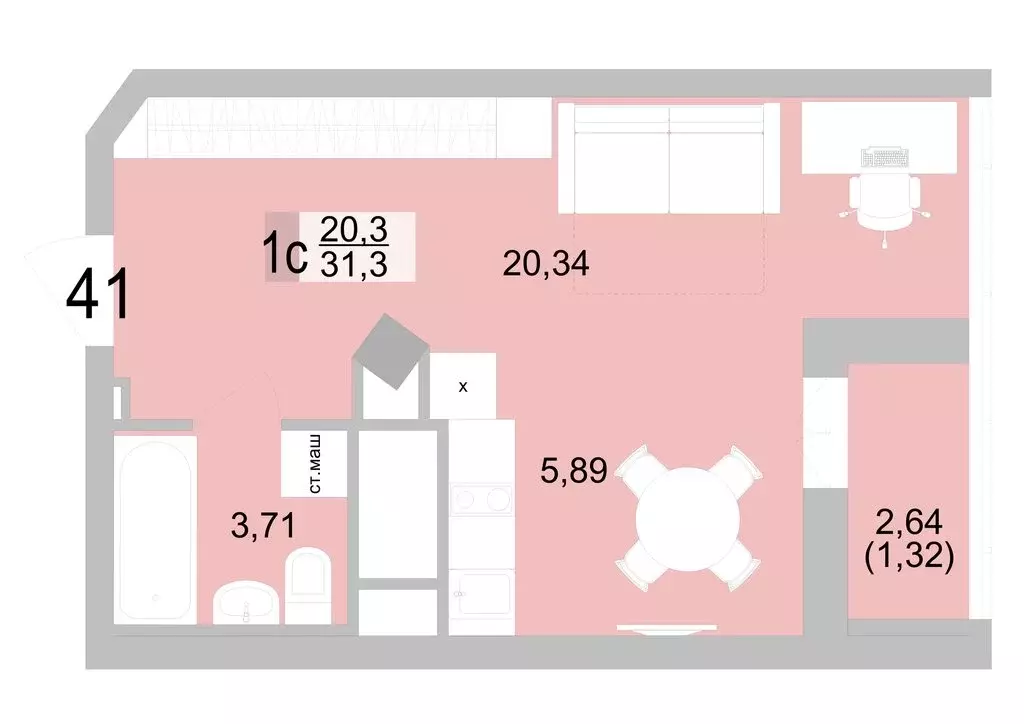 Квартира-студия: Екатеринбург, Черкасская улица, 5к1 (31.26 м) - Фото 0