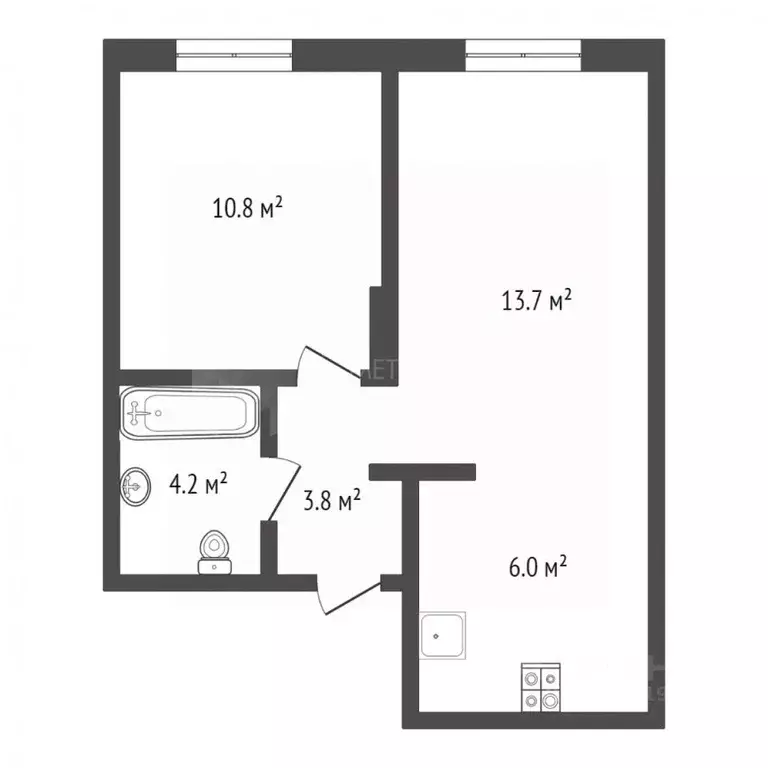 1-к кв. Тюменская область, Тюмень ул. Республики, 204к11 (38.5 м) - Фото 1