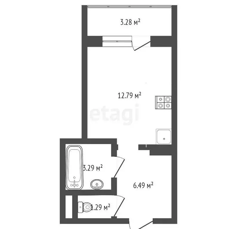 Квартира-студия: Тюмень, Интернациональная улица, 199к6 (23.9 м) - Фото 1