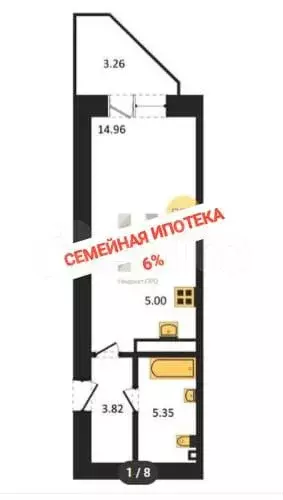 Квартира-студия, 33 м, 8/17 эт. - Фото 0