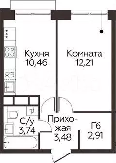 1-к. квартира, 32,5 м, 13/17 эт. - Фото 0